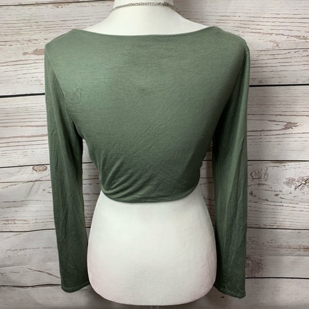 NWT HMS Olive Knotted Long Sleeved Crop Top - Picture 4 of 6